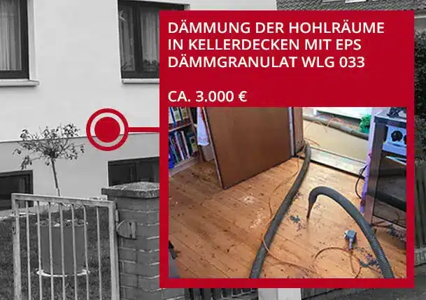 Kosten für Kellerdecke Einblasdämmung mit WLG 033 ca. 3.000€